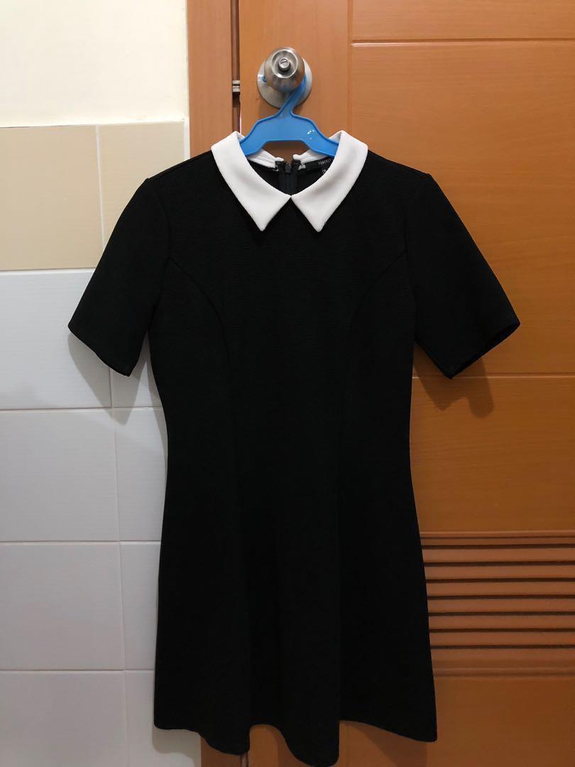 black dress with white collar forever 21