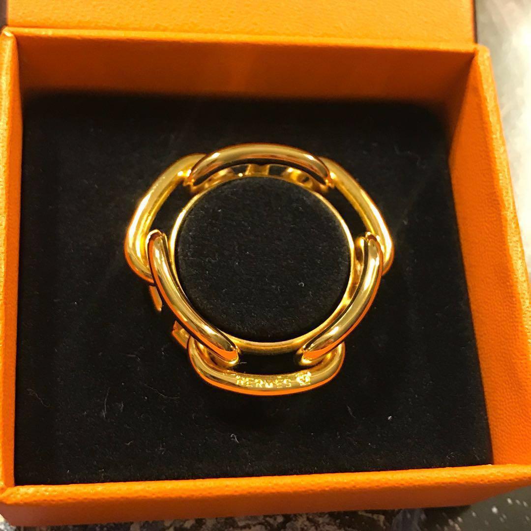 hermes gold scarf ring