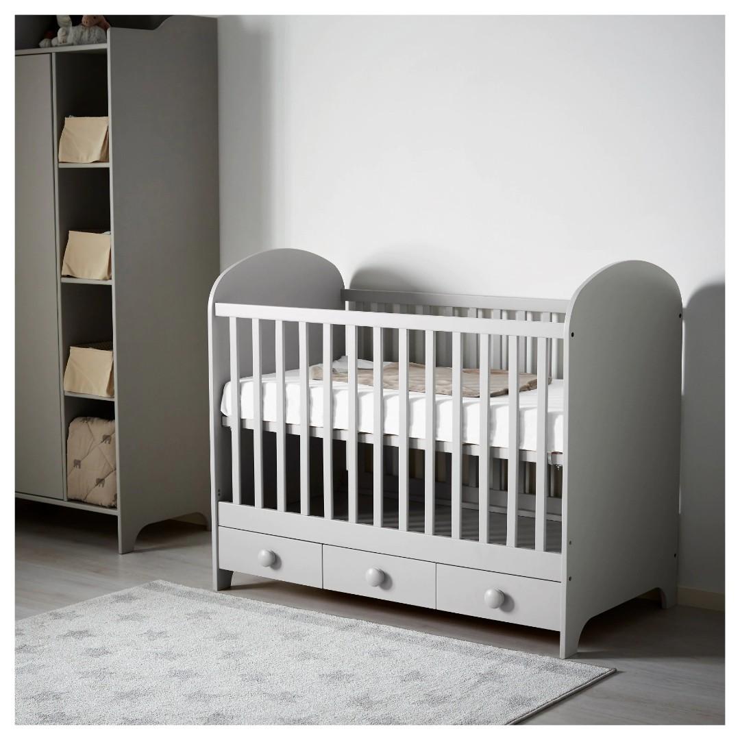 Grey ikea cot store