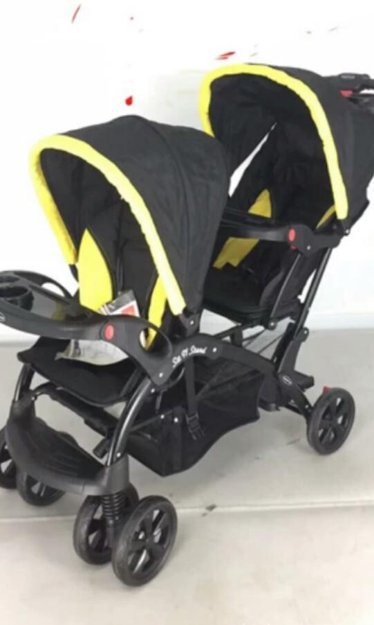black and yellow stroller