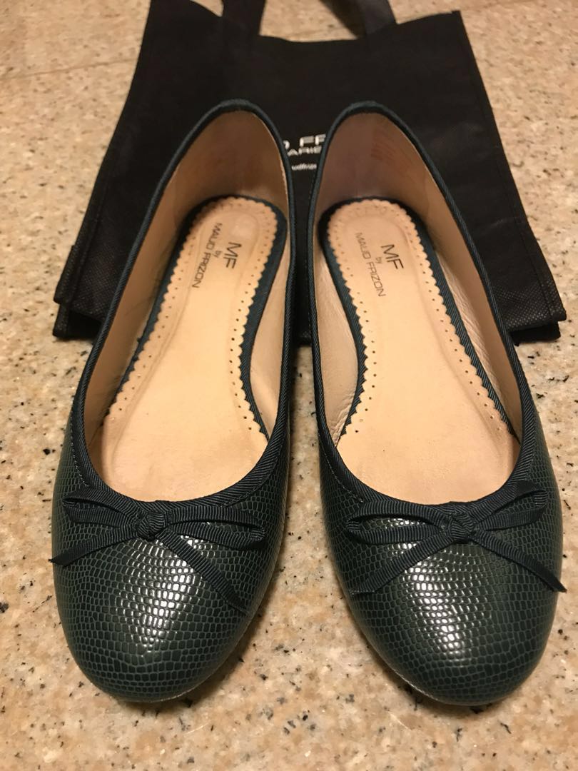 Maud Frizon green flats shoes, Women's 