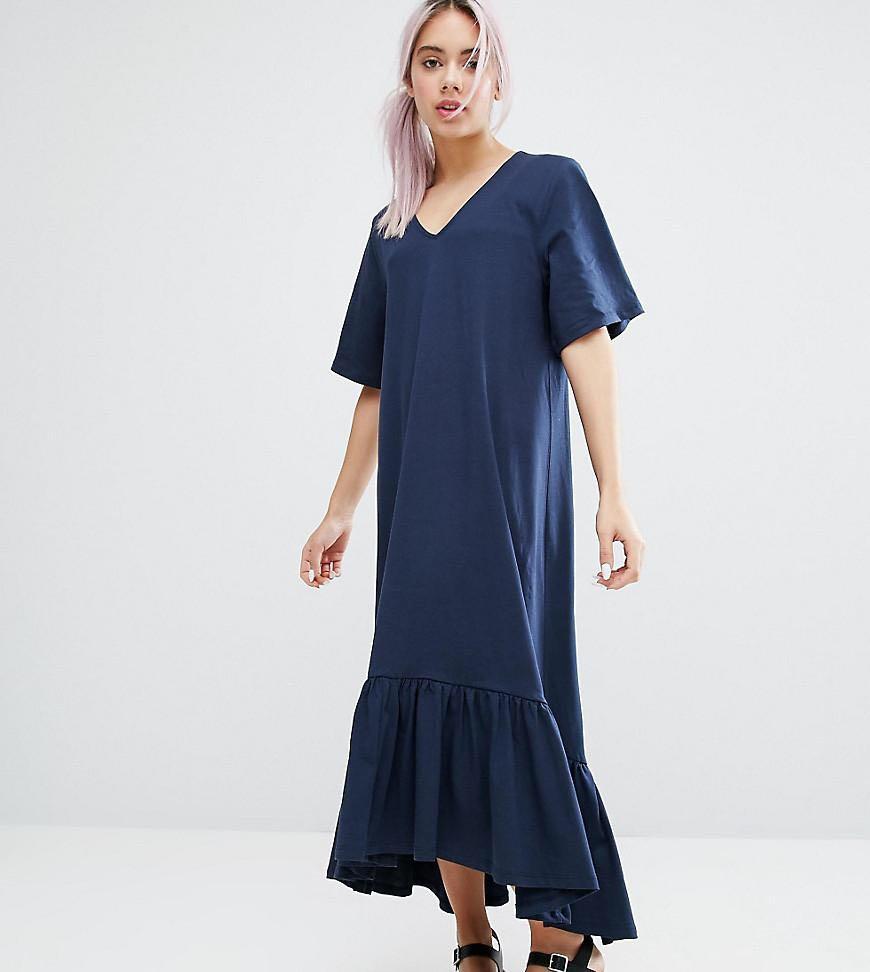 Monki v neck ruffle hem dress, Women's 