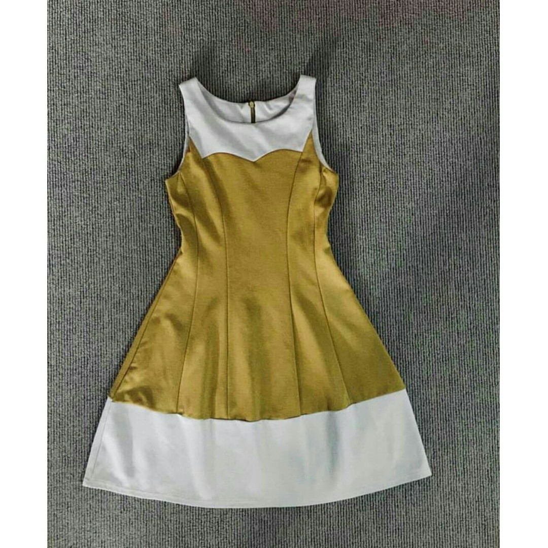 mustard and white dress