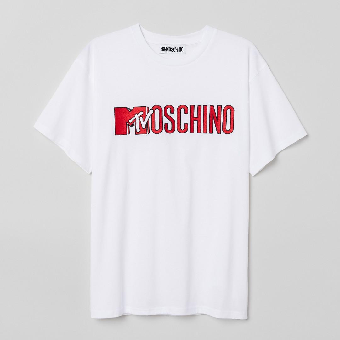 NEW H M Moschino T shirt with embroidery Men s Fashion Tops