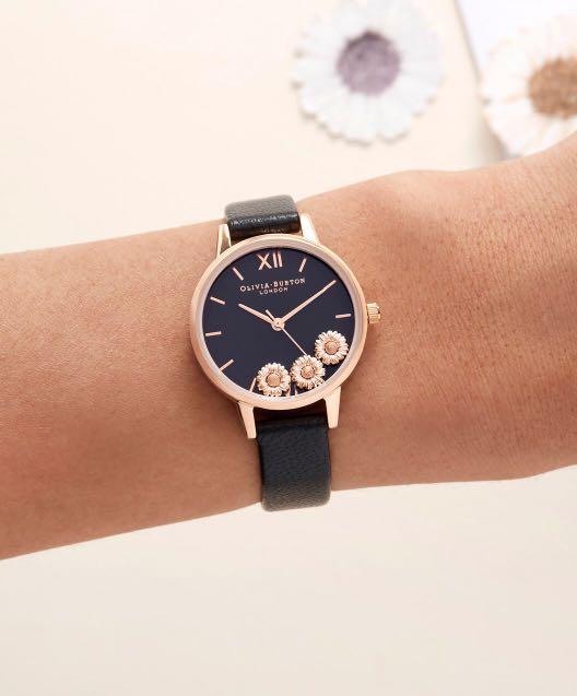 Olivia Burton Dancing Daisy Black Rose Gold Watch Women S Fashion Watches On Carousell
