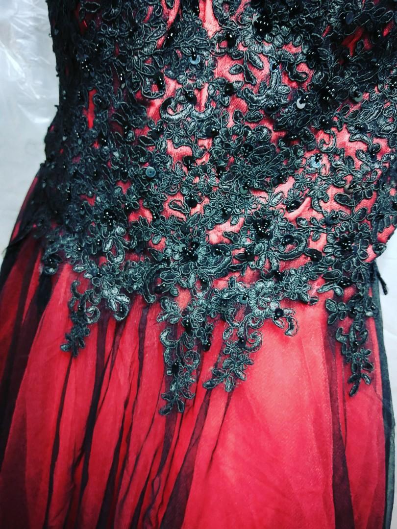 Promotion Size Wine Red Black Lace Gown Women S Fashion Clothes Dresses Skirts On Carousell