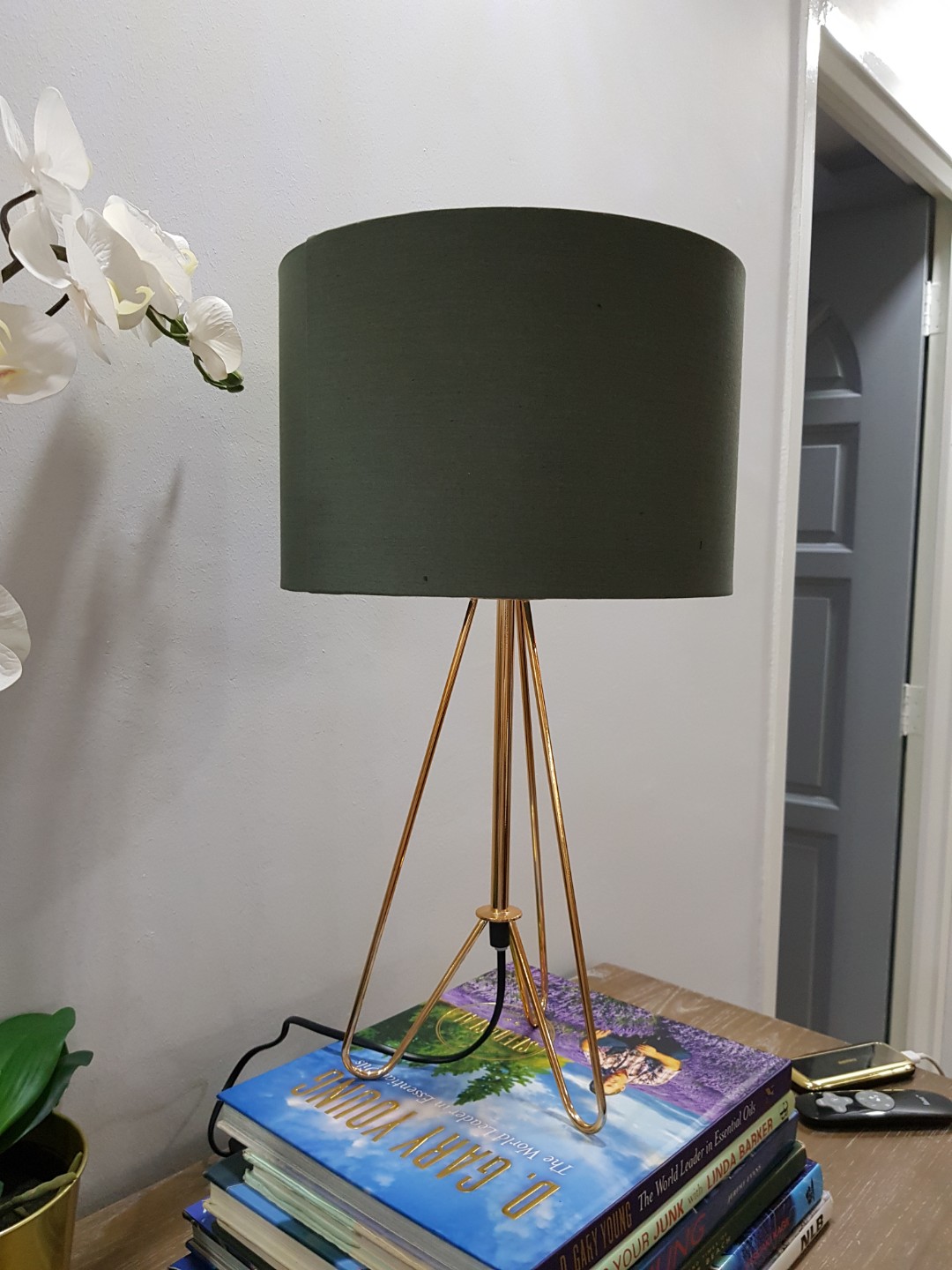 Rose Gold And Khaki Green Grey Table Lamp Furniture Home Decor