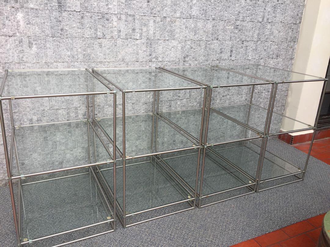 Stainless Steel And Glass Display Case Furniture Shelves