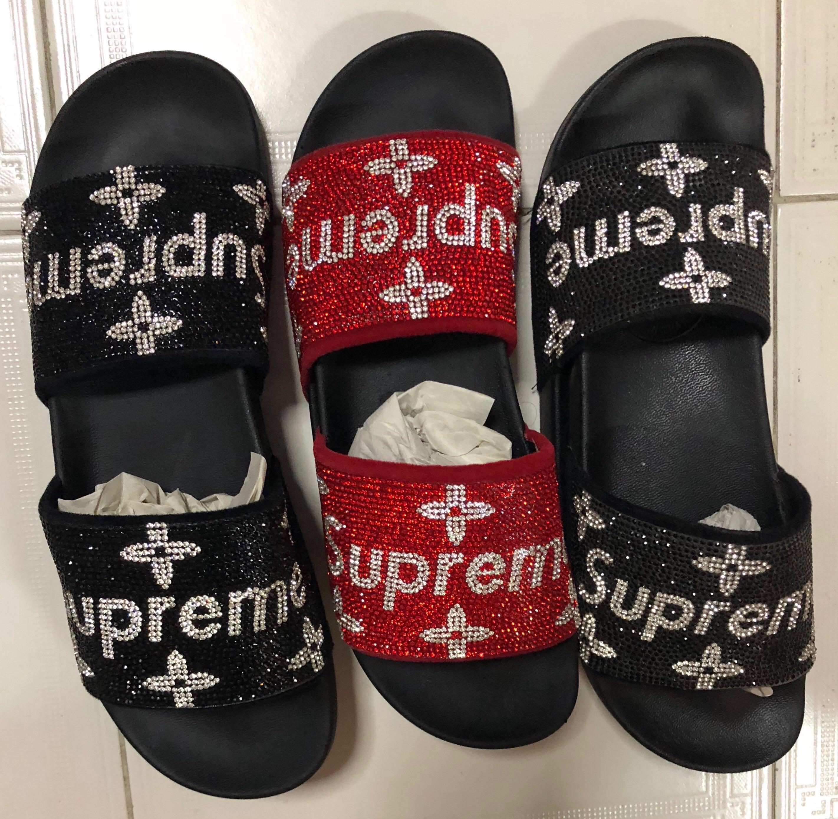 LV Supreme Slippers, Women's Fashion, Footwear, Slippers and slides on  Carousell