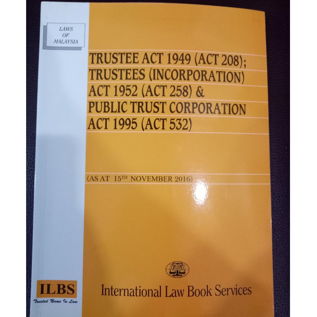 Trustee Act 1949 Act 208 Trustees Incorporatio32 N Act 1952 Act 258 Public Trust Corporation Act 1995 Act 5 Textbooks On Carousell