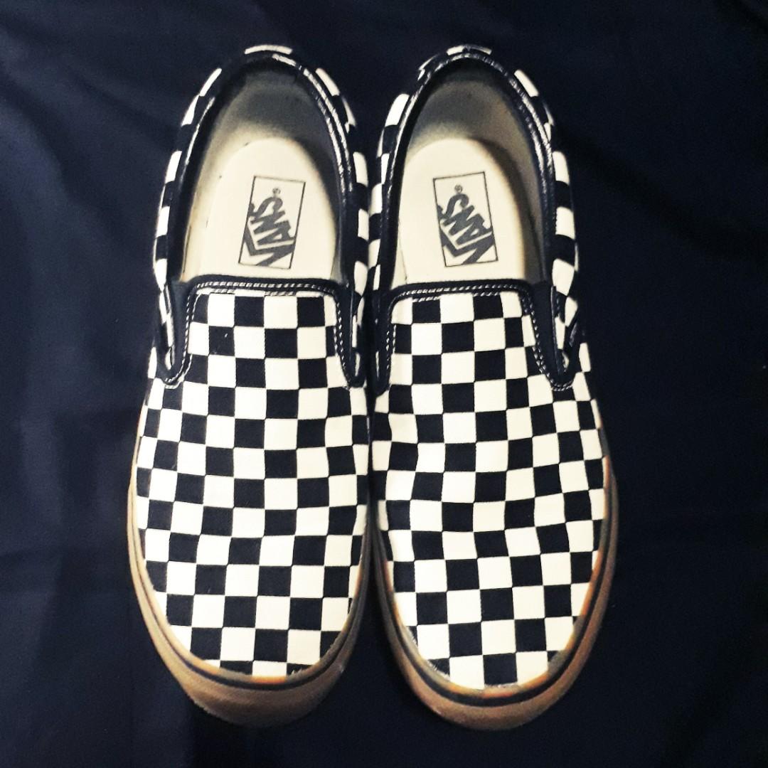 checkerboard gum sole vans