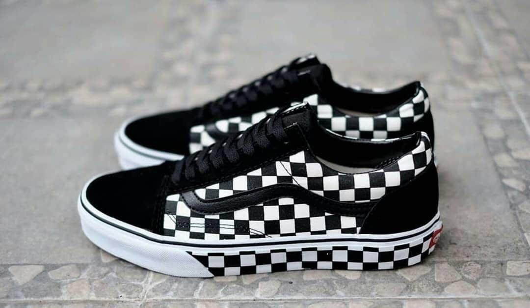 Vans Old Skool Side Wall Checkerboard Black
