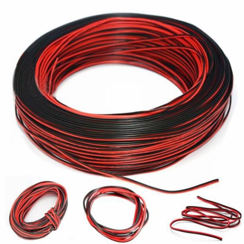 Wholesale 20pcs 2Pin 10m Cars Motorcycle Electric Wire Cable Red Black Connector