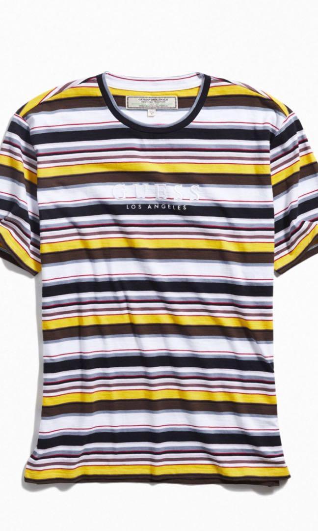 guess originals ashton striped crew tee