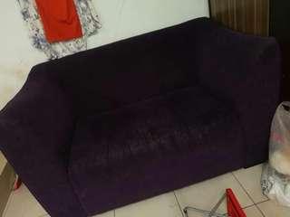 2 seater sofa purple colour fabric material condtion 10 to 9