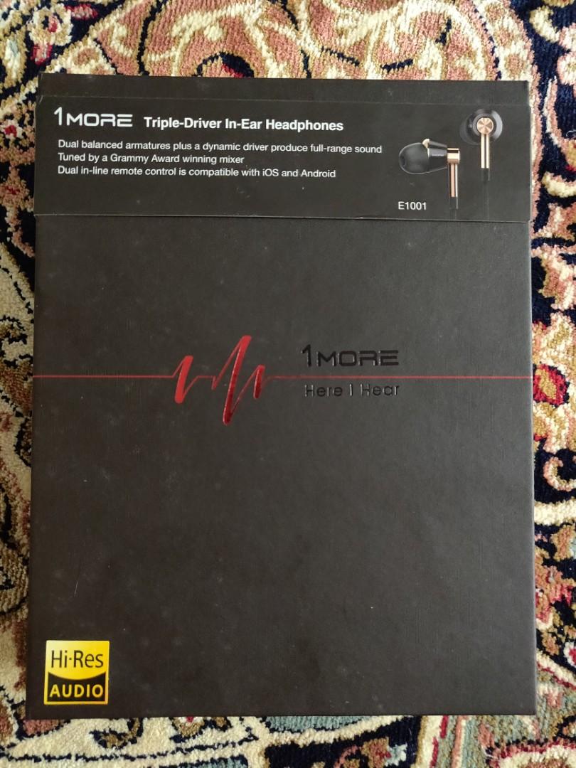 1More Triple Driver Earbuds E1001 + Comply foam, Audio, Earphones on Carousell