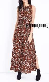 Pleated Floral Maxi Dress #SINGLES1111