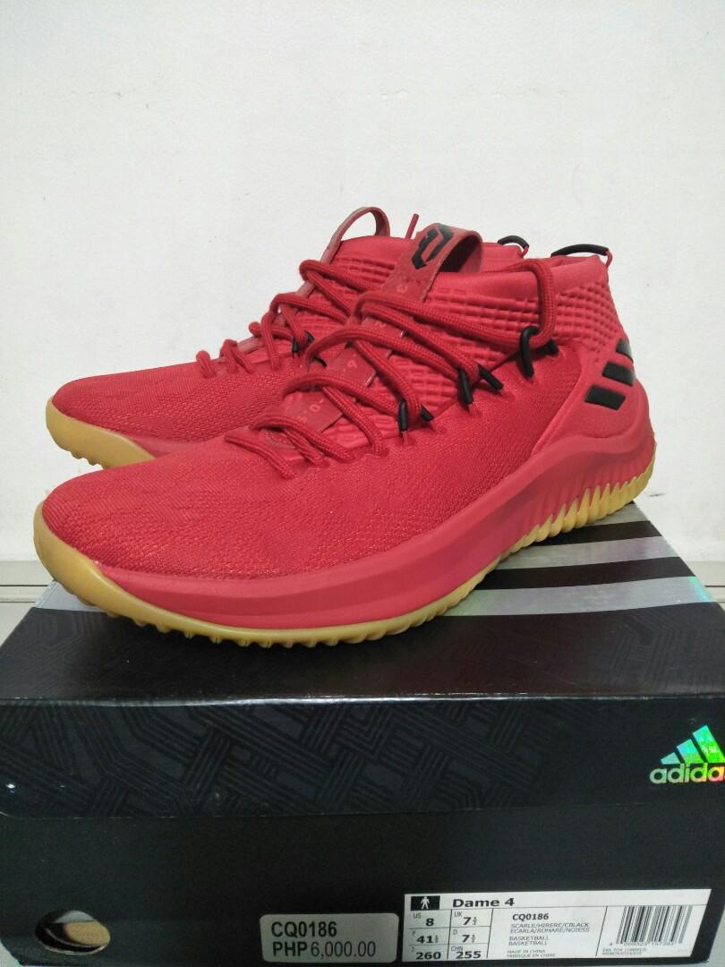 Adidas Dame 4 Red Gum, Men's Fashion, Footwear, Sneakers on Carousell