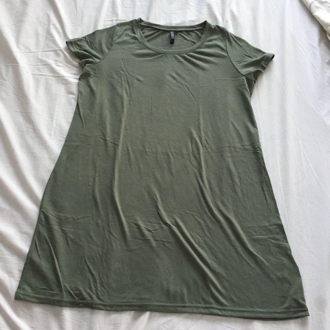 olive green shirt dress