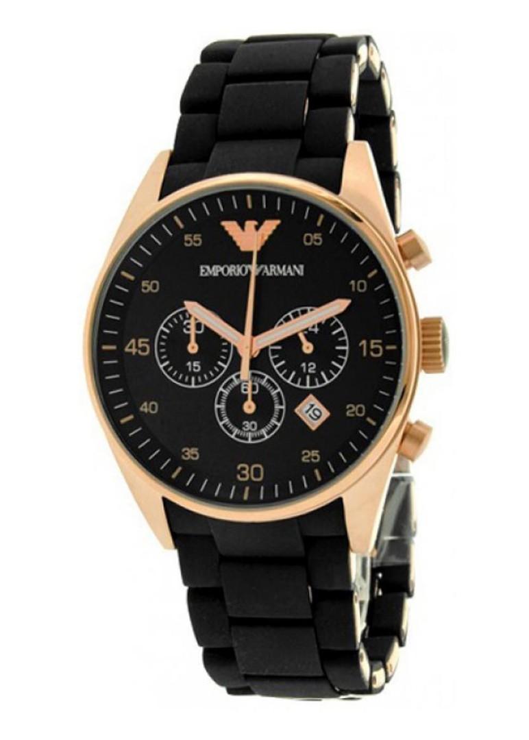 emporio armani black and gold watch