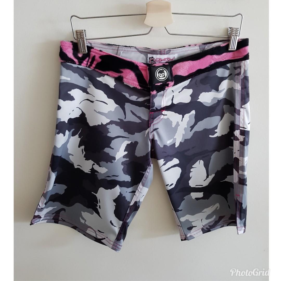 Hot pink Fighter Girls Bad Girl boyfriend board shorts Women s