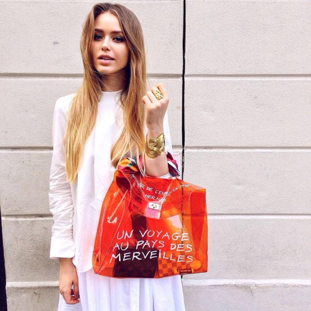 HERMES VINTAGE CLEAR ORANGE KELLY BAG RARE NOVELTY COLLECTOR S ITEM GIVEN TO VIP GUESTS DURING HERMES