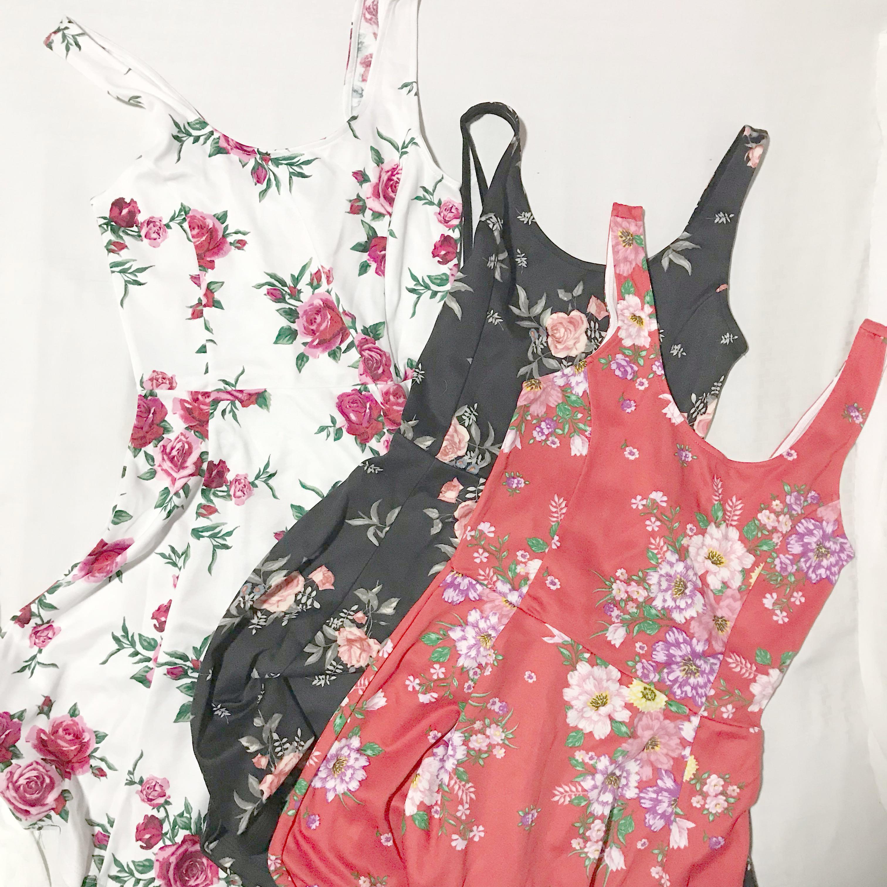 H M Floral Dress White Red Black Skater 36 S Each Women S Fashion Clothes Dresses Skirts On Carousell
