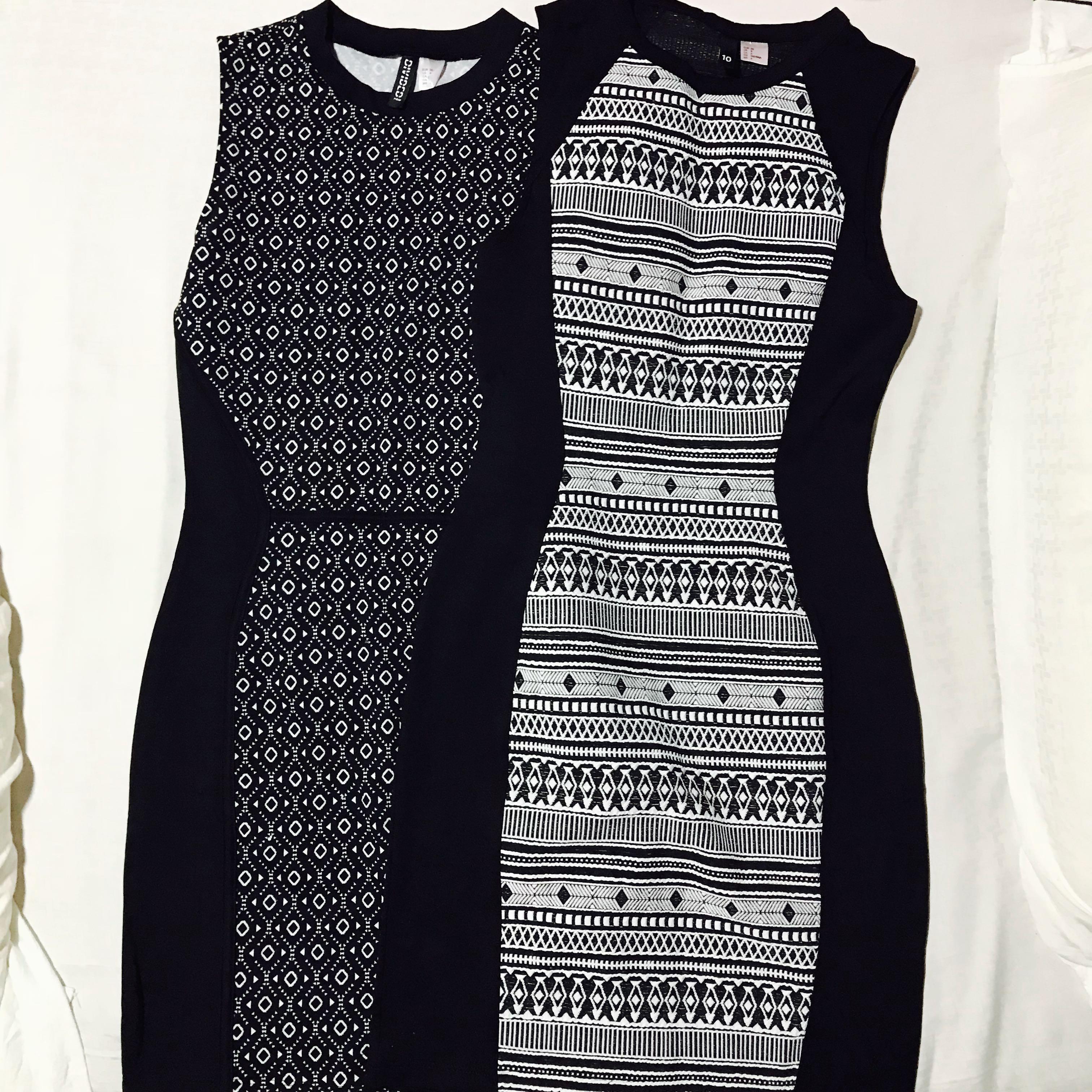 H M Jersey Sleeveless Monochrome Black White Office 36 S Dress Each Women S Fashion Clothes Dresses Skirts On Carousell