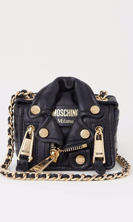 H\u0026M x Moschino black leather sling bag 