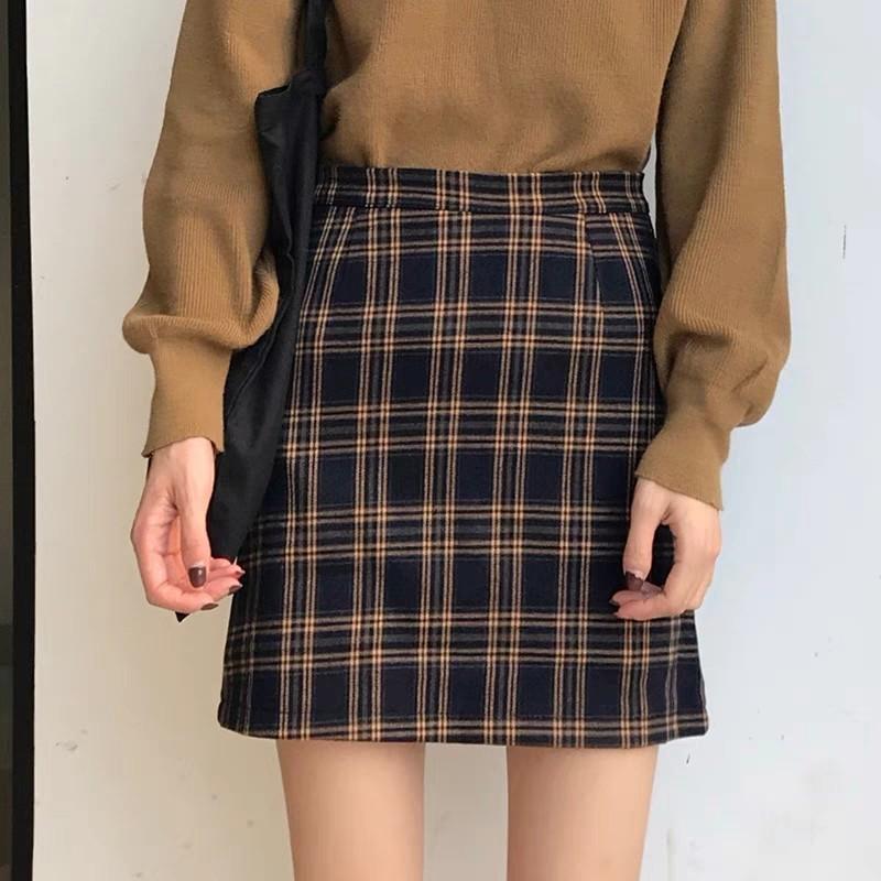 Navy and yellow tartan skirt 2025