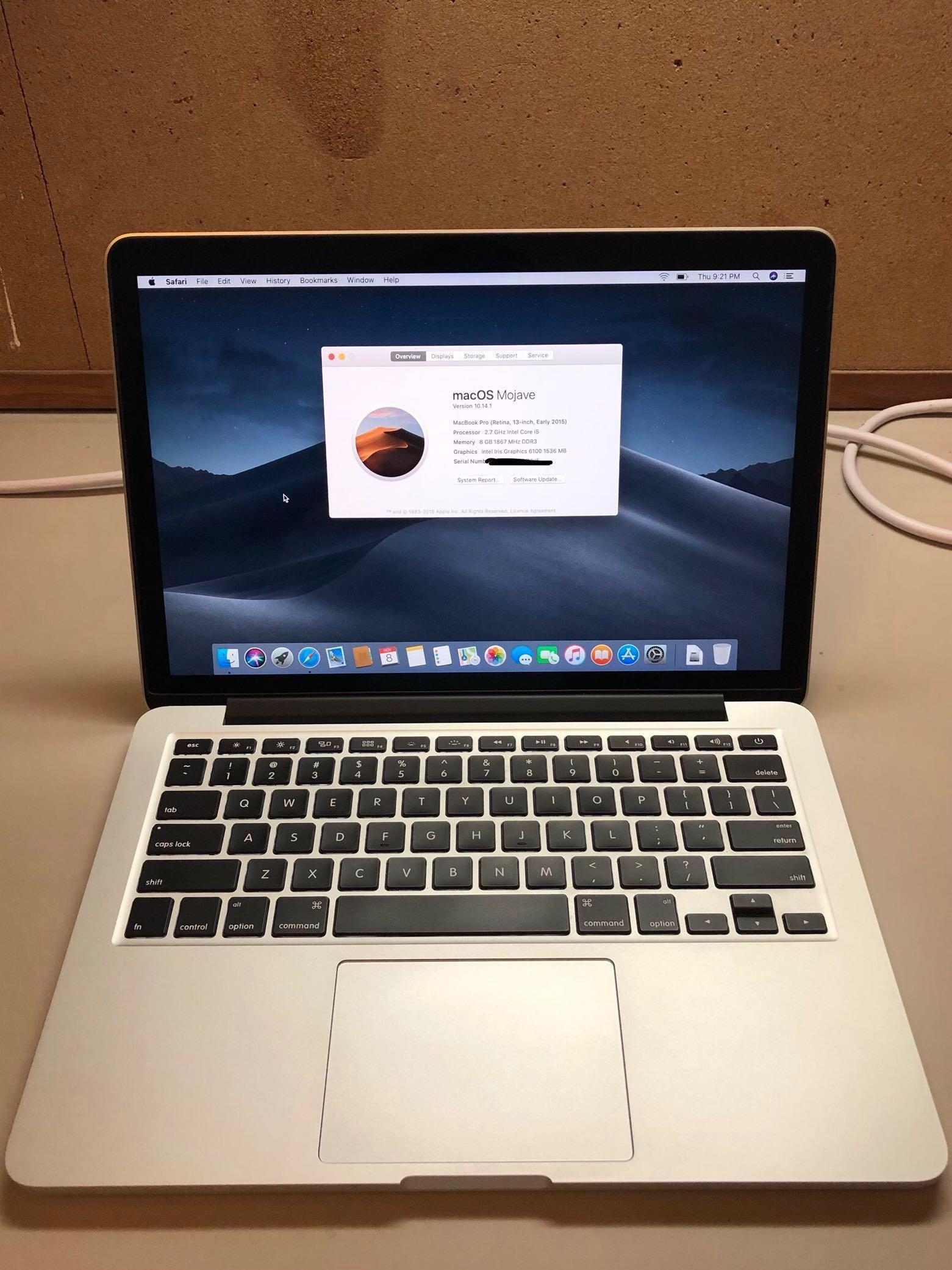 Macbook Pro Retina 13 Inch Early 2015 256gb Ssd Electronics