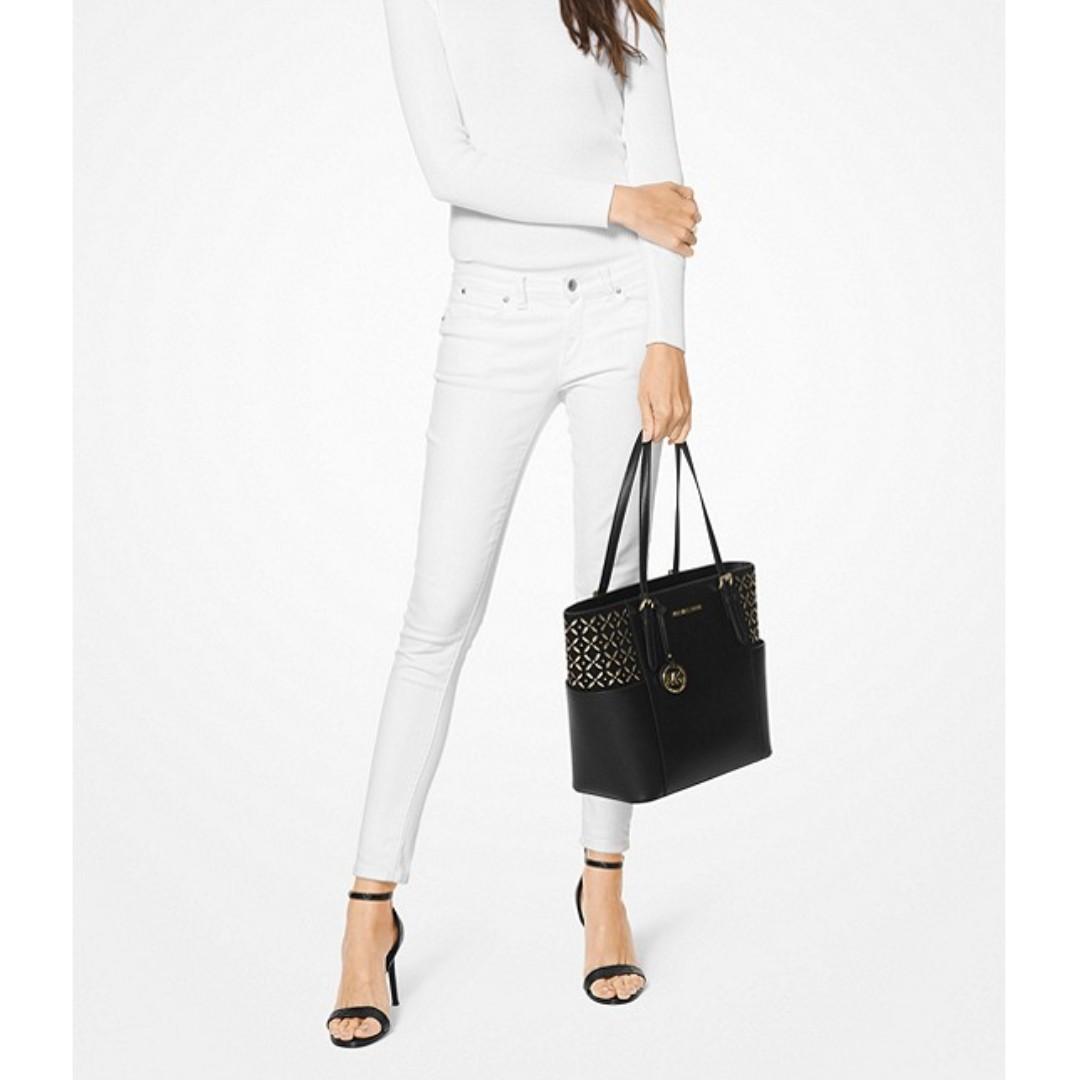 michael kors jet set large embellished leather tote