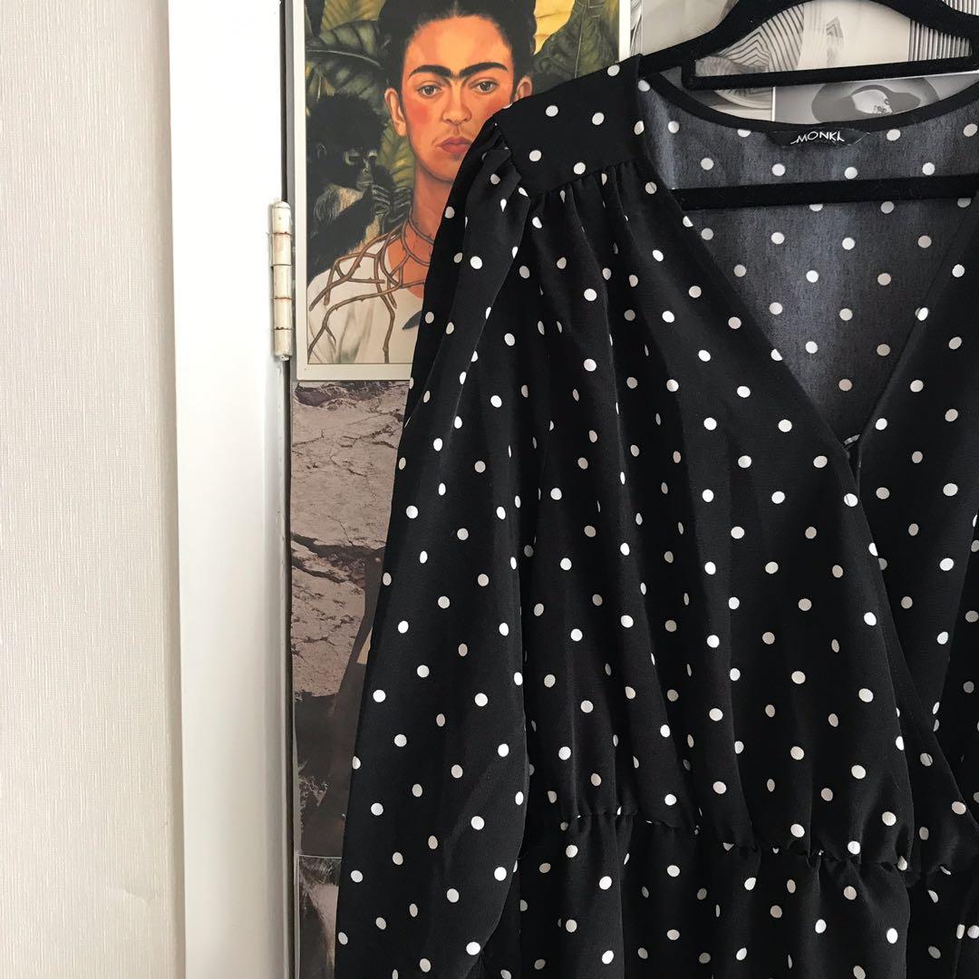 Monki Polka Dot Wrap Dress Women s Fashion Clothes on Carousell