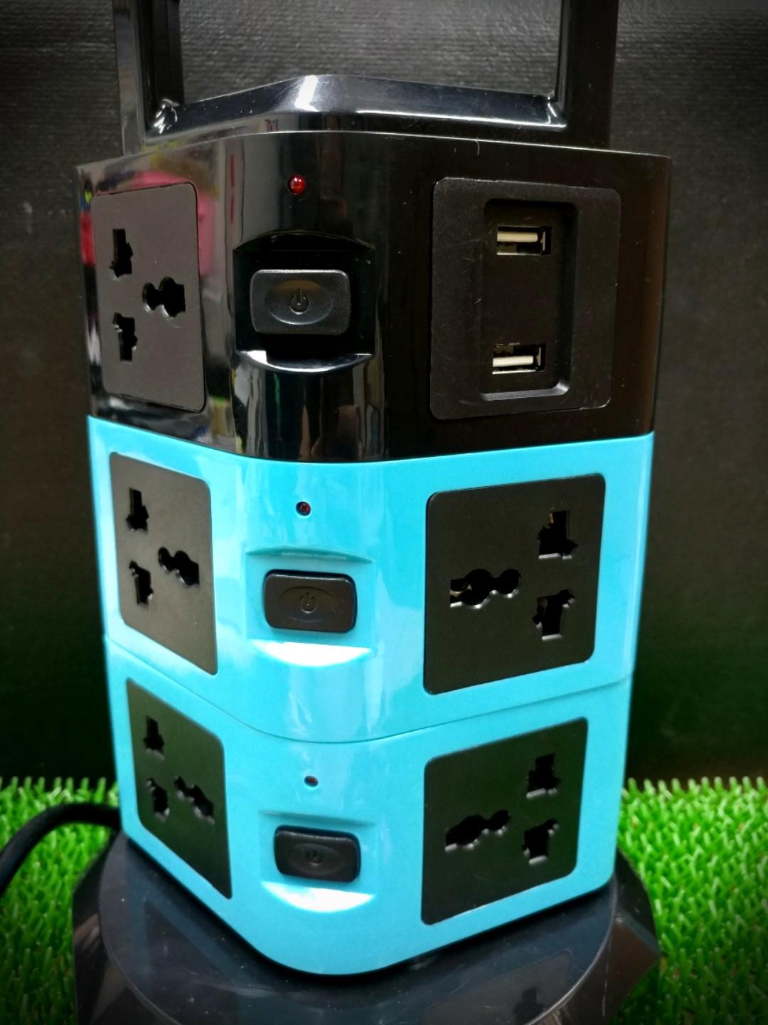 Multi Function Vertical Standing Extension Plug Socket, TV & Home