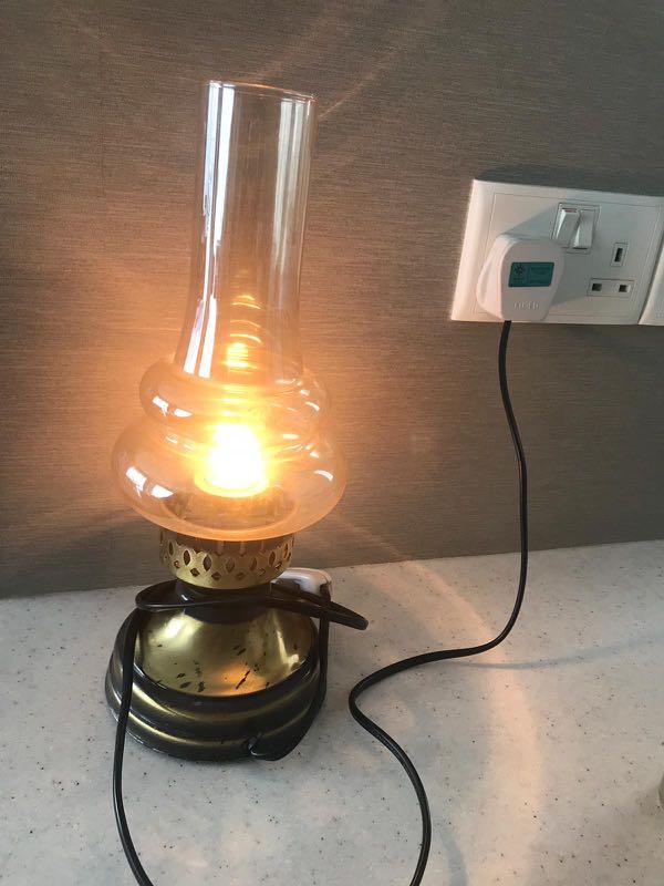 Oil Lamp Converted To Electric Furniture Home Decor Antiques Photo