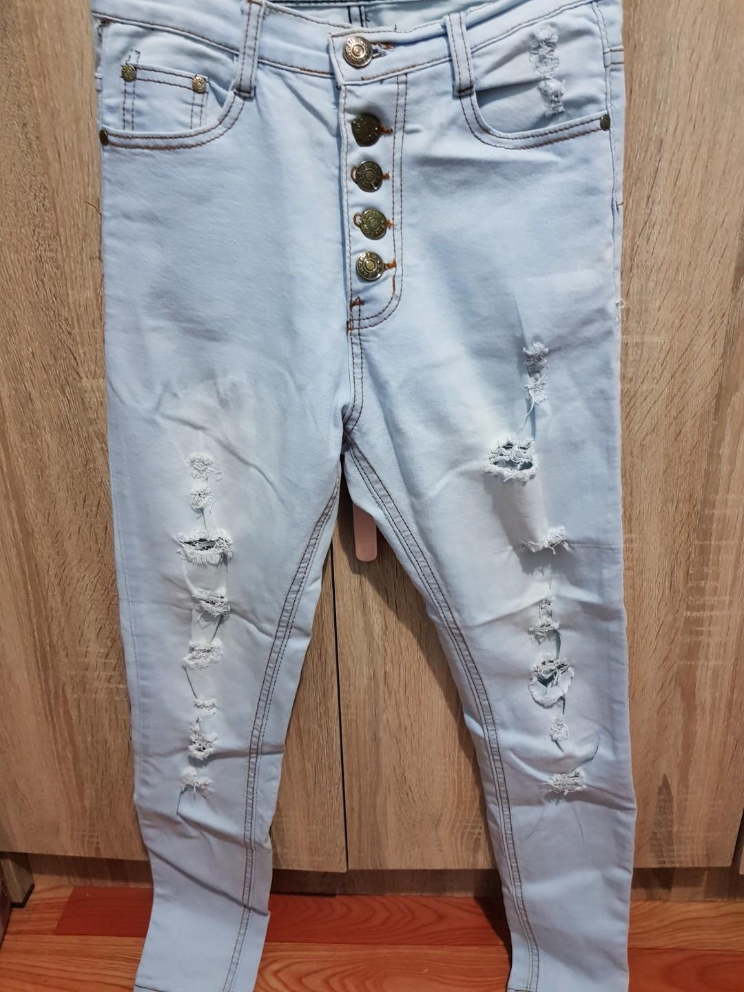 high waist tattered pants