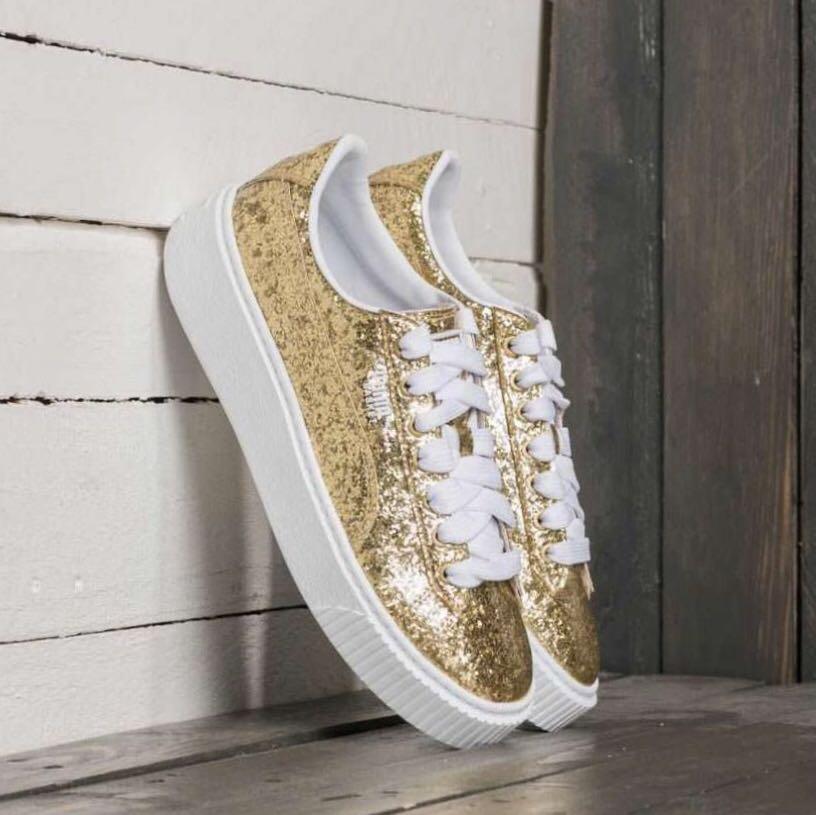 puma gold glitter sneakers
