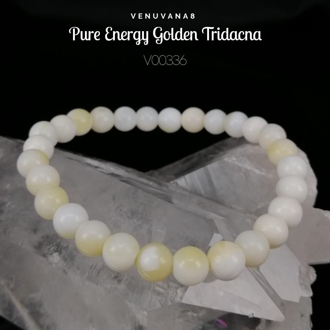 Pure Energy Golden Tridacna Bracelet 6mm Bead A Stone guides you into pure energy healing calming effect on the mind