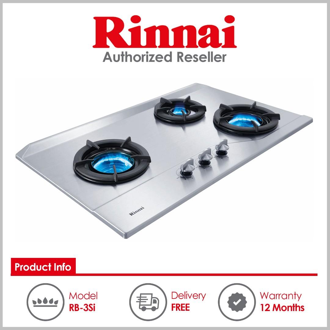 Rinnai (RB-3Si 3) Inner Burner Built-In Gas Hob with Stainless Steel Top,  TV u0026 Home Appliances, Kitchen Appliances, BBQ, Grills u0026 Hotpots on Carousell