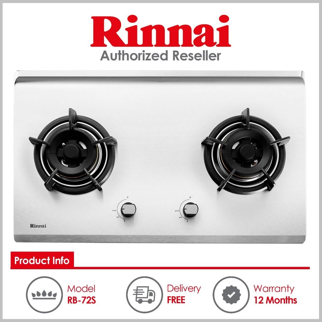 Rinnai ( RB-72S ) 2 Burner Built-In Gas Hob with Stainless Steel Top RB72S  RB 72S, TV u0026 Home Appliances, Kitchen Appliances, Hobs u0026 Hoods on Carousell