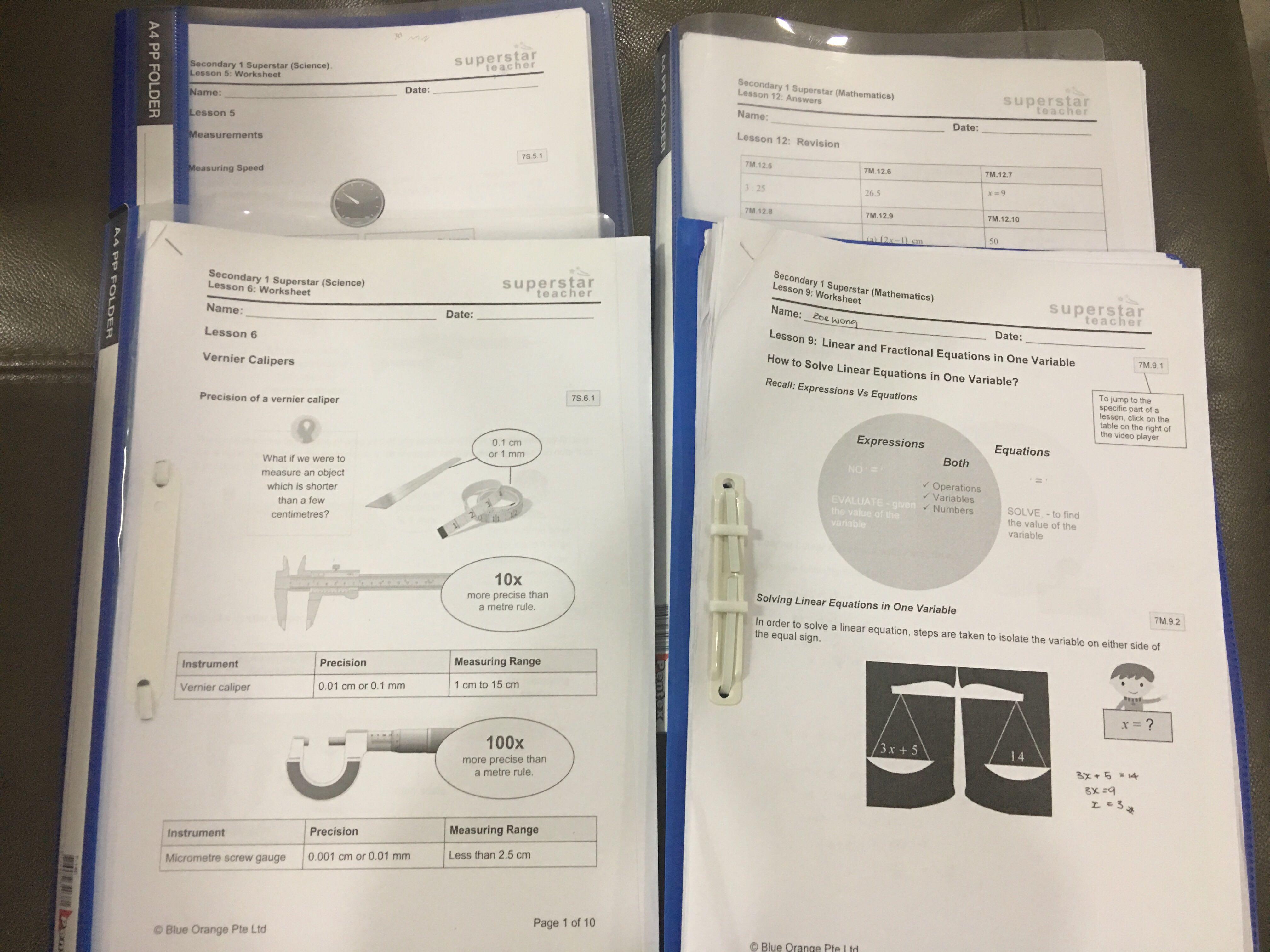 Superstar teacher Math & Science Worksheets for Sec One ...