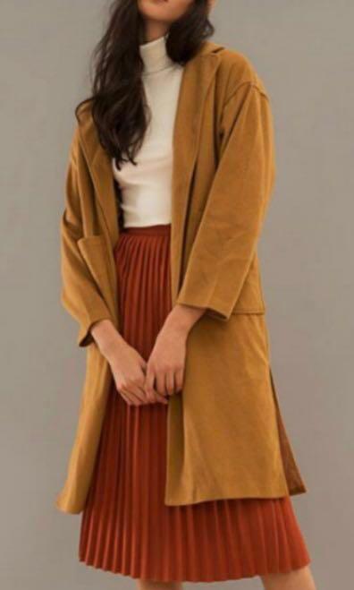closet pleated skirt midi dress in rust