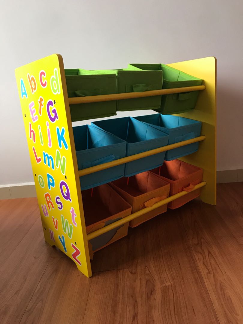 Toy Storage Organiser Rack With 9 Foldable Bins Babies Kids Toy Storage Organiser Rack With 9