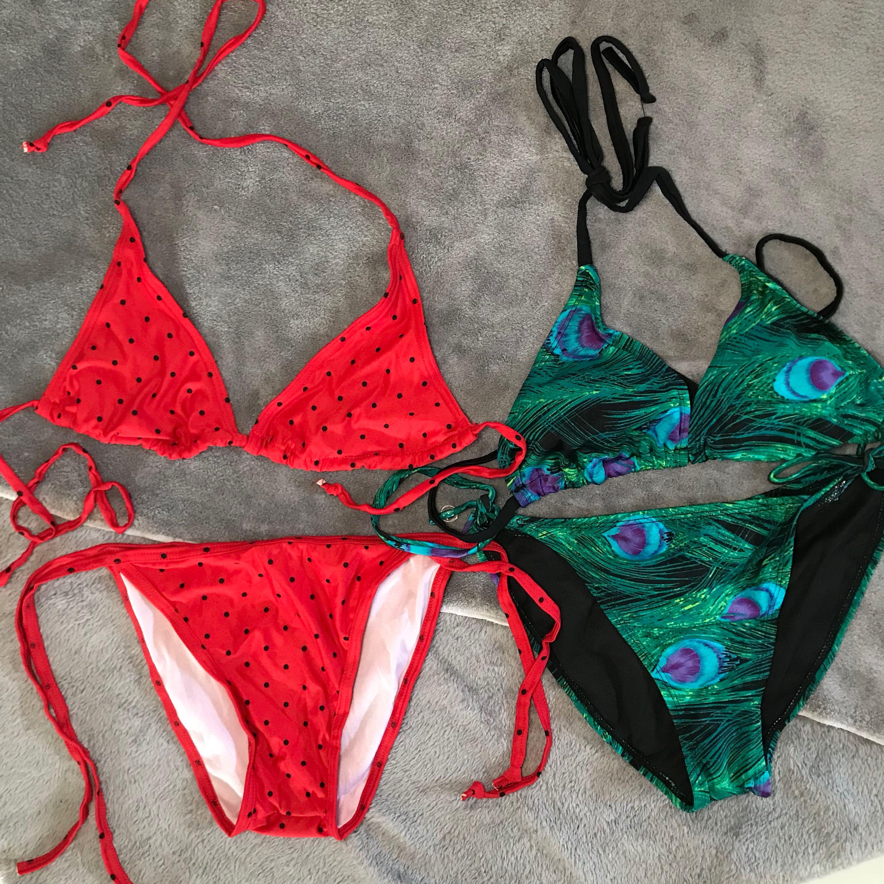 peacocks red bikini