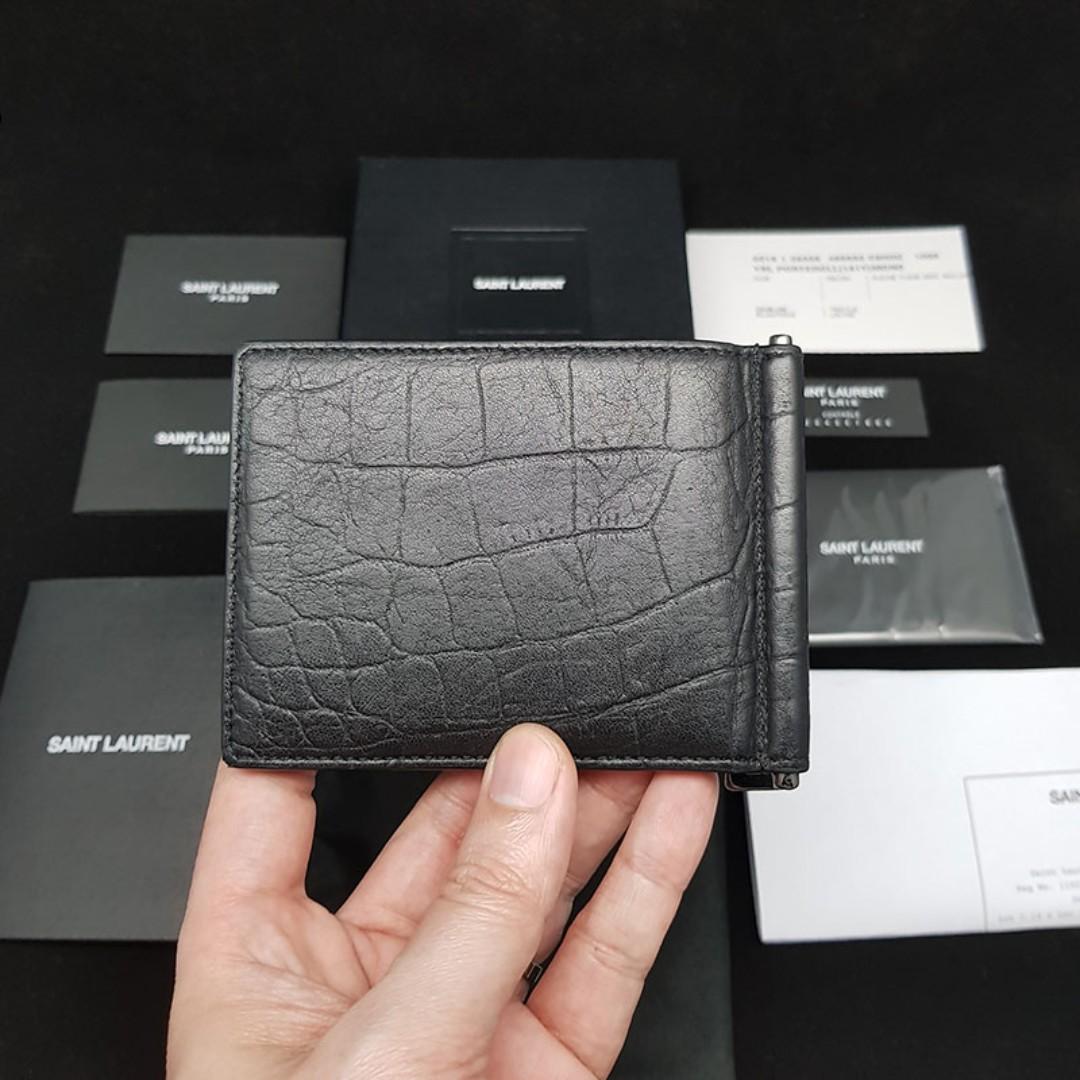 Review of Saint Laurent East West Monogram Crocodile Embossed Wallet 