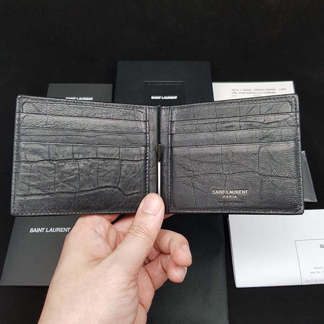 CASSANDRE Bill clip wallet in CROCODILE-EMBOSSED leather, Saint Laurent