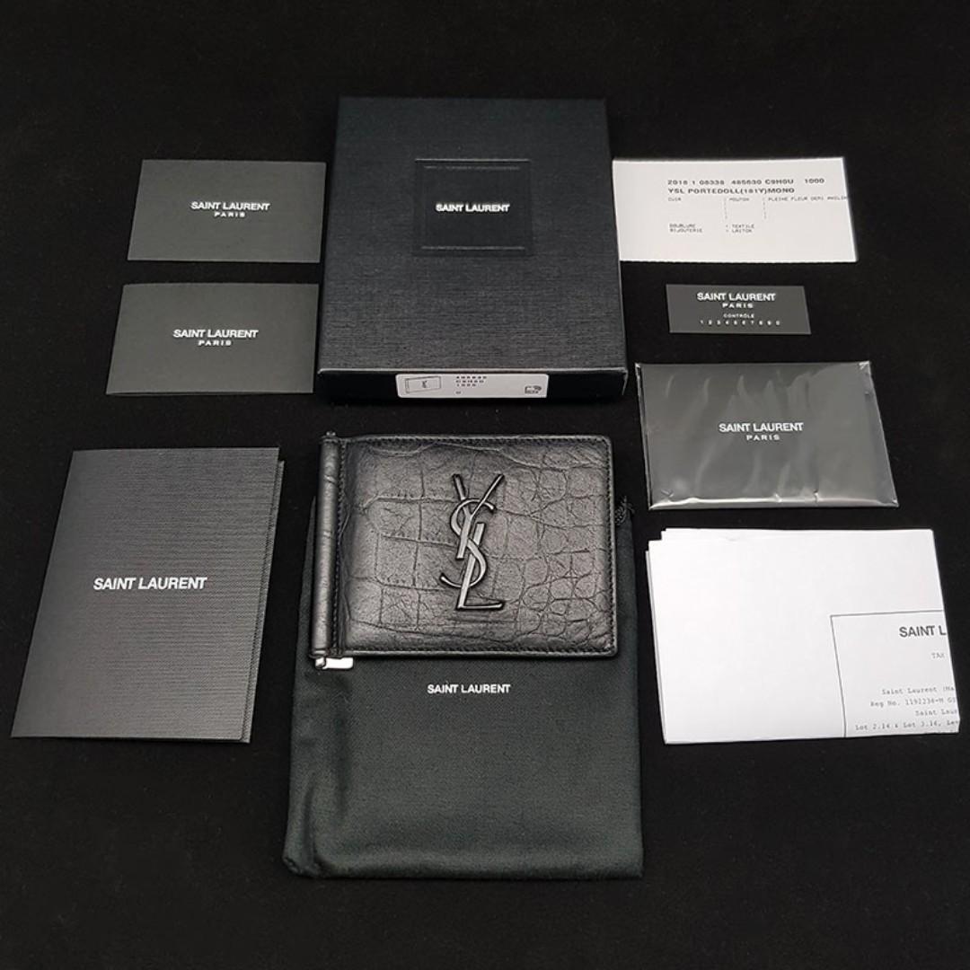 Review of Saint Laurent East West Monogram Crocodile Embossed Wallet 