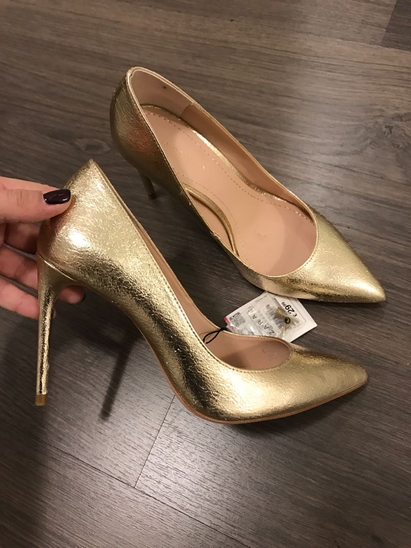 Zara gold top heels