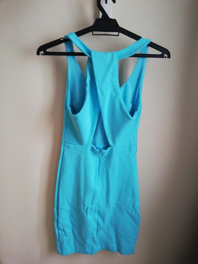 Zara Tiffany Blue body con dinner dress