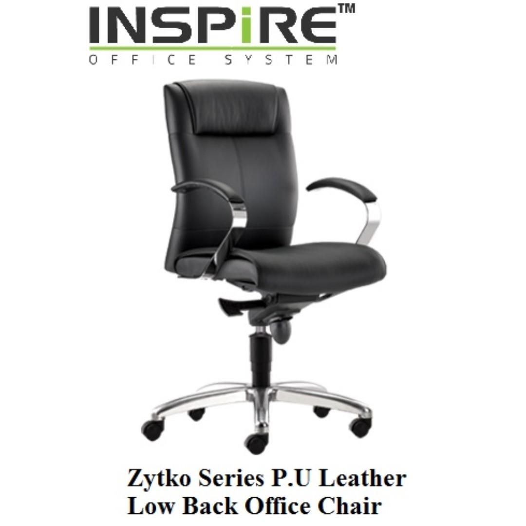 Zytko Series P.U Leather Low Back Office Chair, Furniture & Home Living